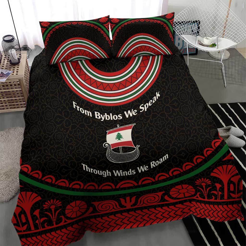 Lebanon Phoenician Ship Bedding Set with Byblos Heritage and Cedar Sail Design