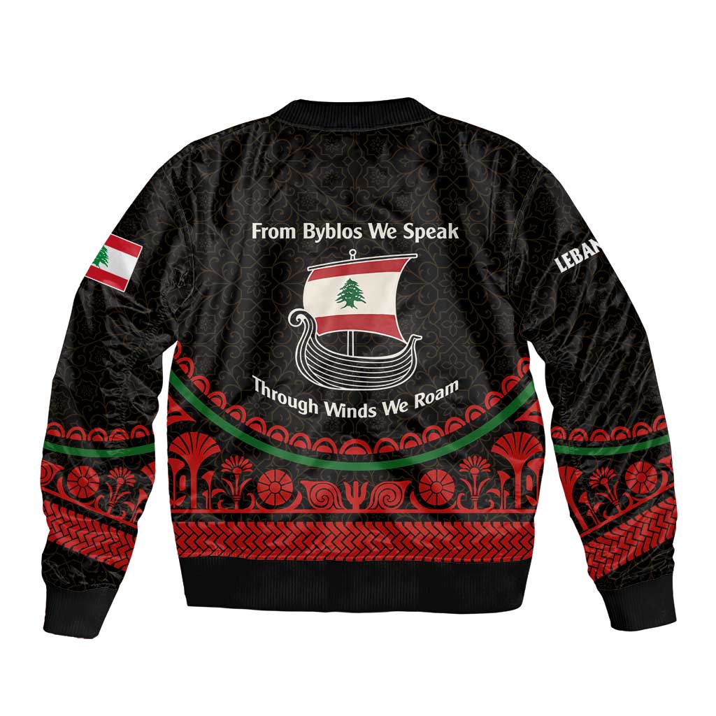 Lebanon Phoenician Ship Bomber Jacket with Byblos Heritage and Cedar Sail Design