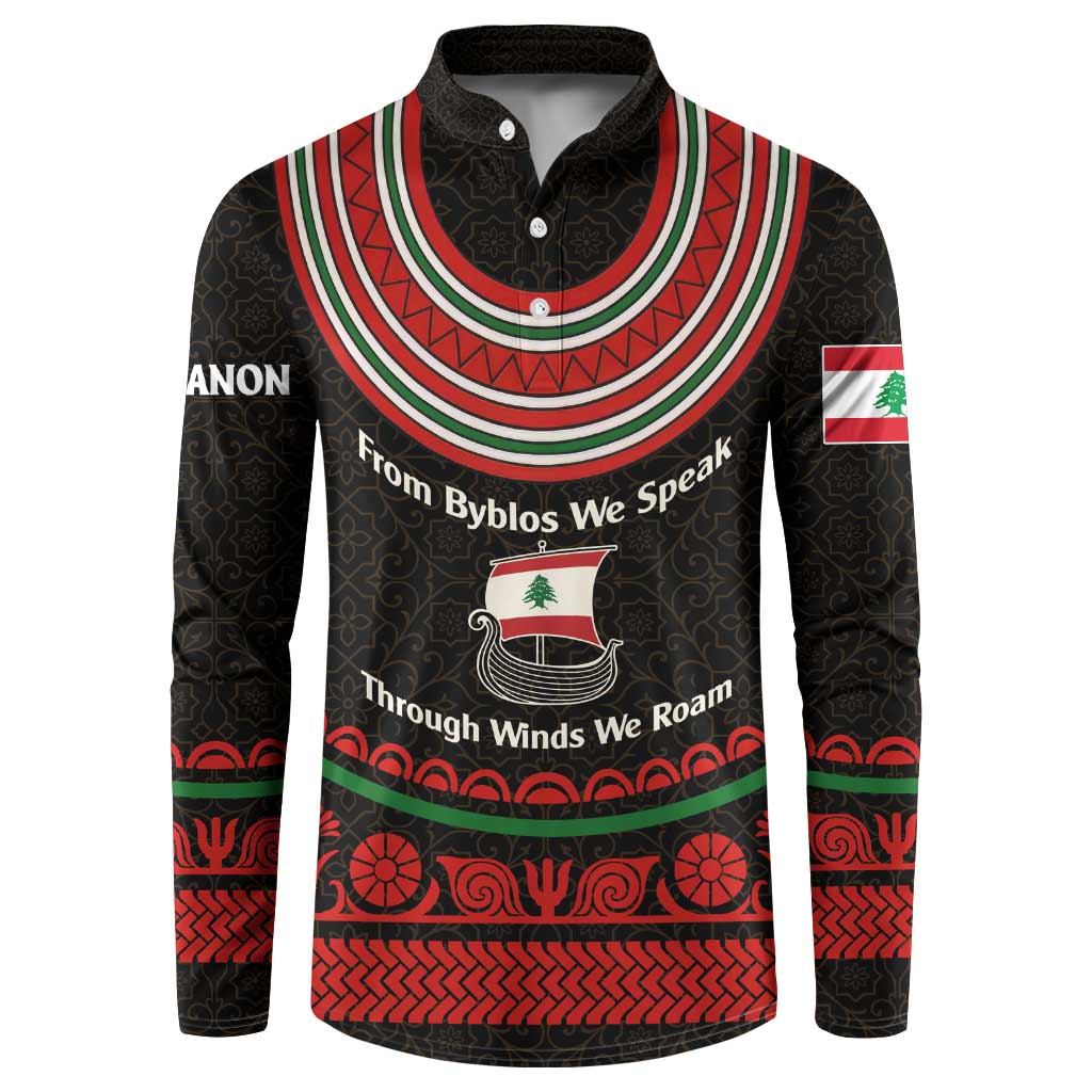 Lebanon Phoenician Ship Button Sweatshirt with Byblos Heritage and Cedar Sail Design