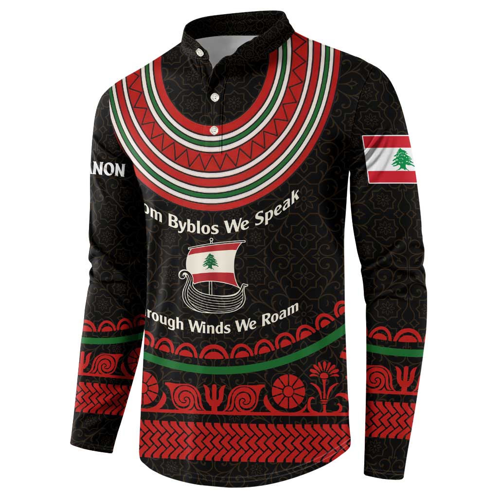 Lebanon Phoenician Ship Button Sweatshirt with Byblos Heritage and Cedar Sail Design