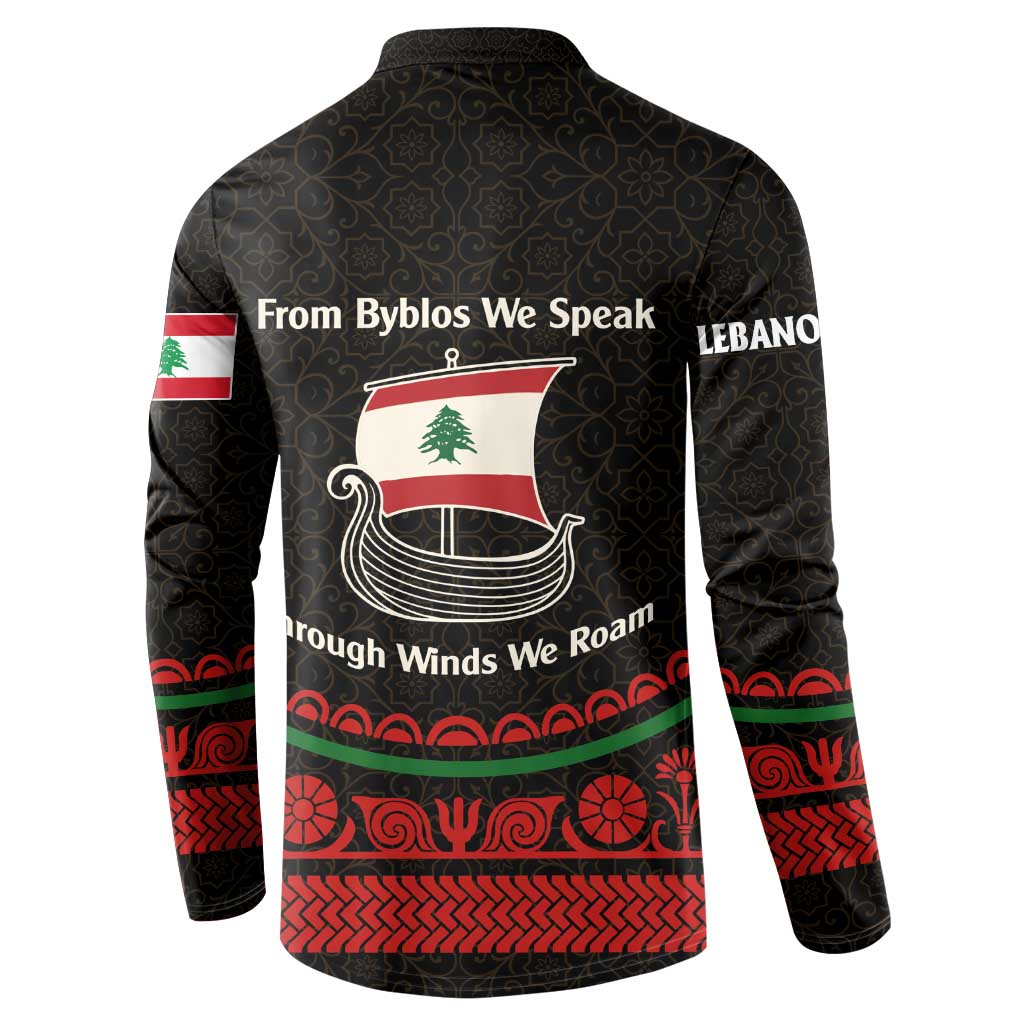 Lebanon Phoenician Ship Button Sweatshirt with Byblos Heritage and Cedar Sail Design