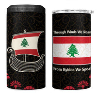Lebanon Phoenician Ship 4 in 1 Can Cooler Tumbler with Byblos Heritage and Cedar Sail Design