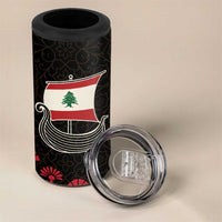 Lebanon Phoenician Ship 4 in 1 Can Cooler Tumbler with Byblos Heritage and Cedar Sail Design