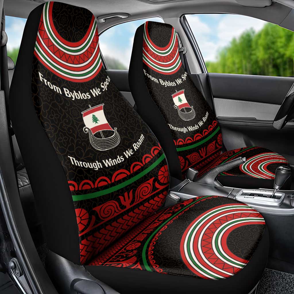 Lebanon Phoenician Ship Car Seat Cover with Byblos Heritage and Cedar Sail Design