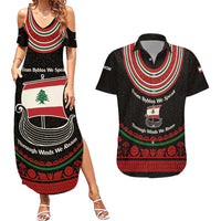 Lebanon Phoenician Ship Couples Matching Summer Maxi Dress and Hawaiian Shirt with Byblos Heritage and Cedar Sail Design