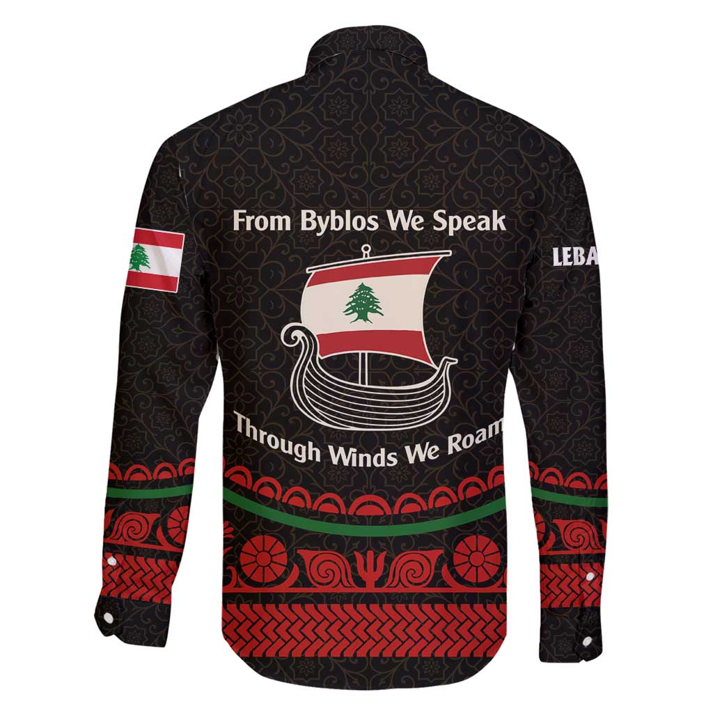 Lebanon Phoenician Ship Family Matching Long Sleeve Bodycon Dress and Hawaiian Shirt with Byblos Heritage and Cedar Sail Design