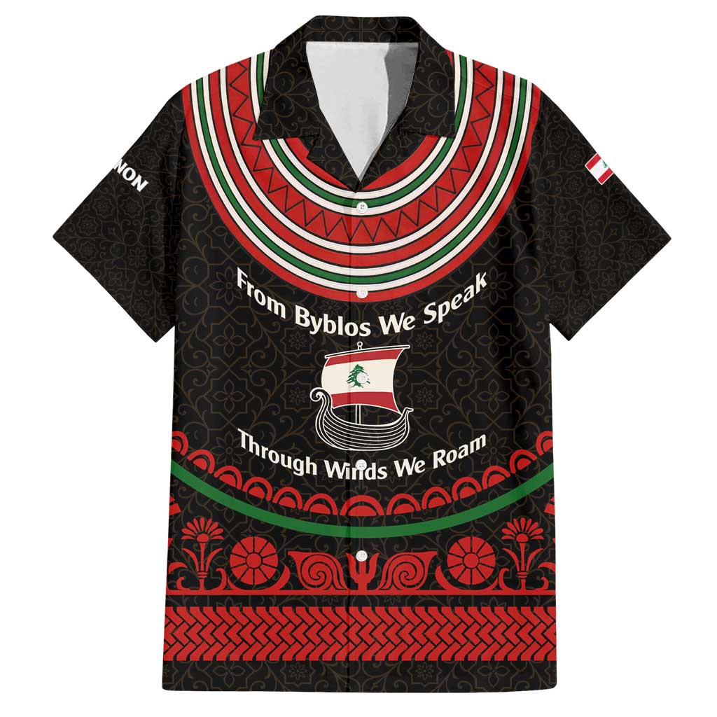 Lebanon Phoenician Ship Family Matching Off Shoulder Maxi Dress and Hawaiian Shirt with Byblos Heritage and Cedar Sail Design