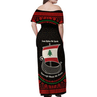 Lebanon Phoenician Ship Family Matching Off Shoulder Maxi Dress and Hawaiian Shirt with Byblos Heritage and Cedar Sail Design
