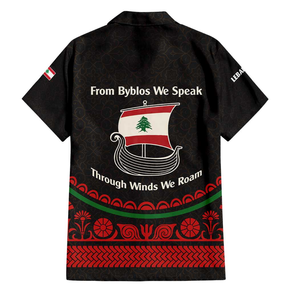 Lebanon Phoenician Ship Family Matching Off Shoulder Short Dress and Hawaiian Shirt with Byblos Heritage and Cedar Sail Design