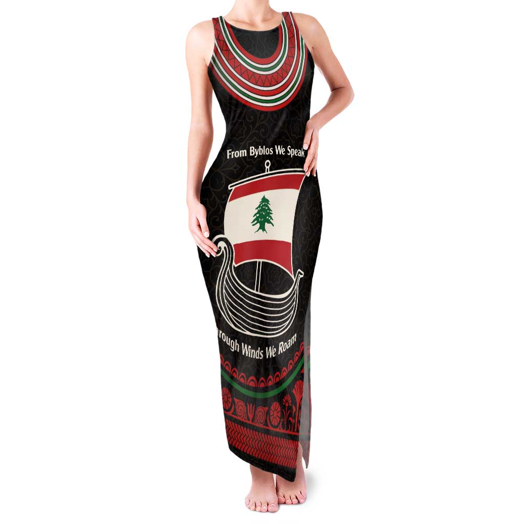 Lebanon Phoenician Ship Family Matching Tank Maxi Dress and Hawaiian Shirt with Byblos Heritage and Cedar Sail Design