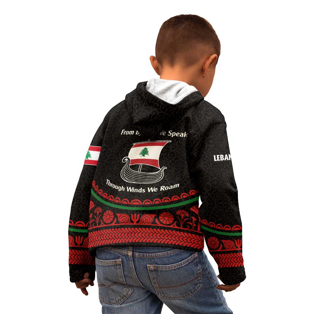 Lebanon Phoenician Ship Kid Hoodie with Byblos Heritage and Cedar Sail Design