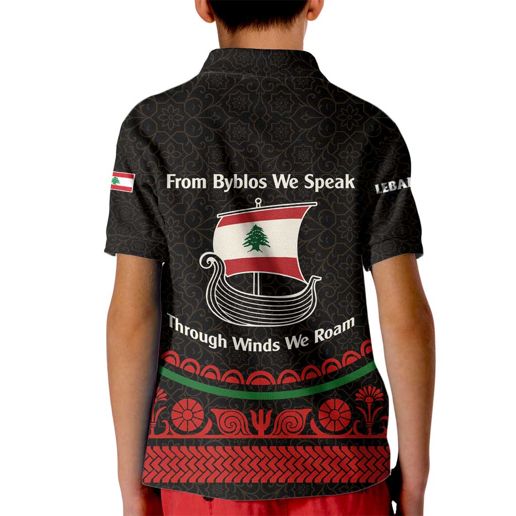 Lebanon Phoenician Ship Kid Polo Shirt with Byblos Heritage and Cedar Sail Design