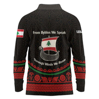 Lebanon Phoenician Ship Long Sleeve Polo Shirt with Byblos Heritage and Cedar Sail Design