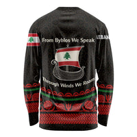 Lebanon Phoenician Ship Long Sleeve Shirt with Byblos Heritage and Cedar Sail Design