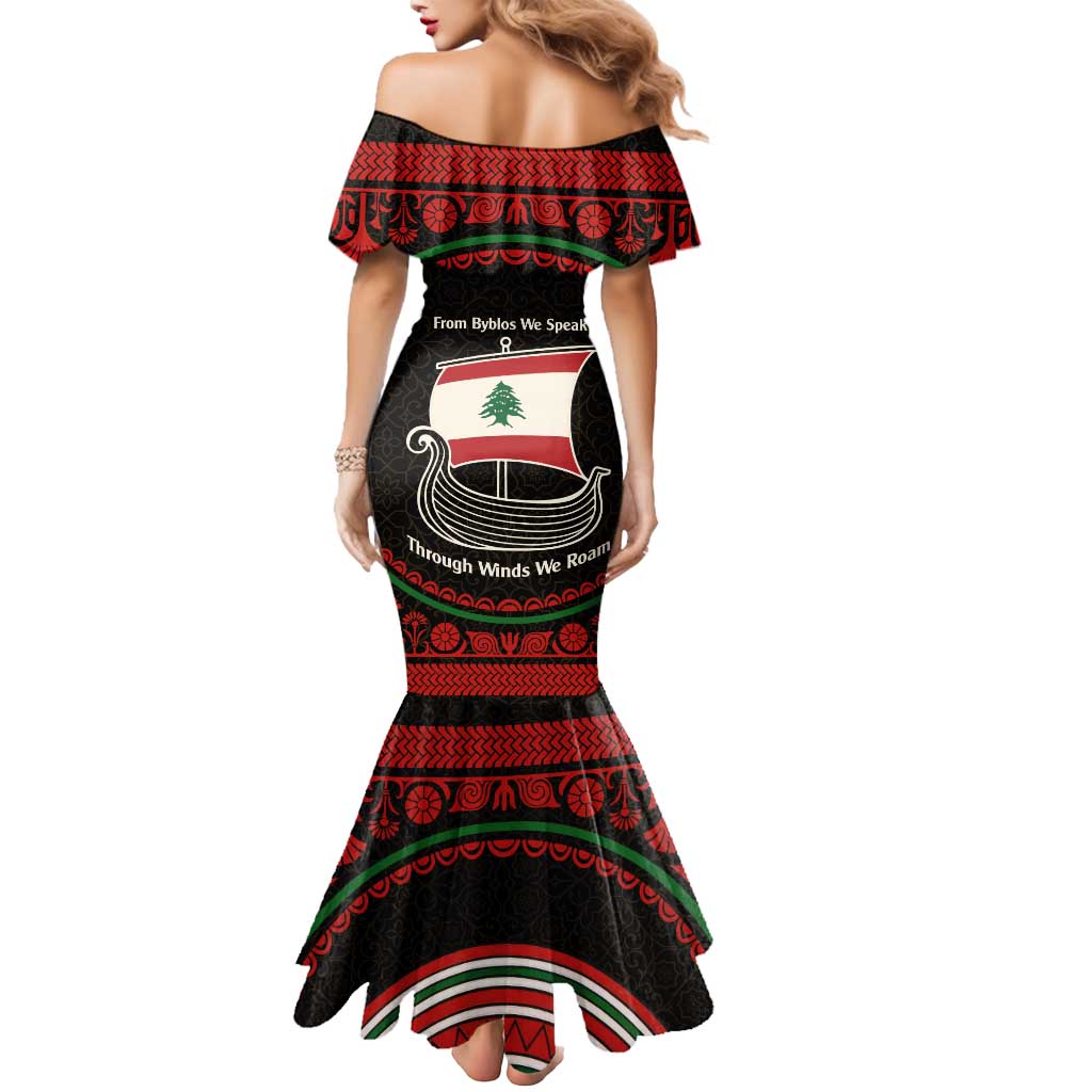 Lebanon Phoenician Ship Mermaid Dress with Byblos Heritage and Cedar Sail Design