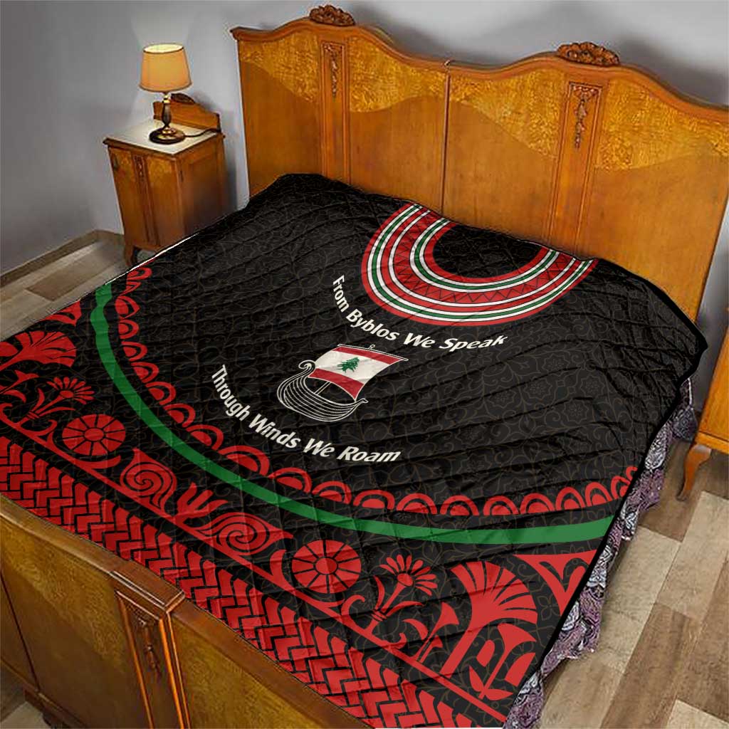 Lebanon Phoenician Ship Quilt with Byblos Heritage and Cedar Sail Design