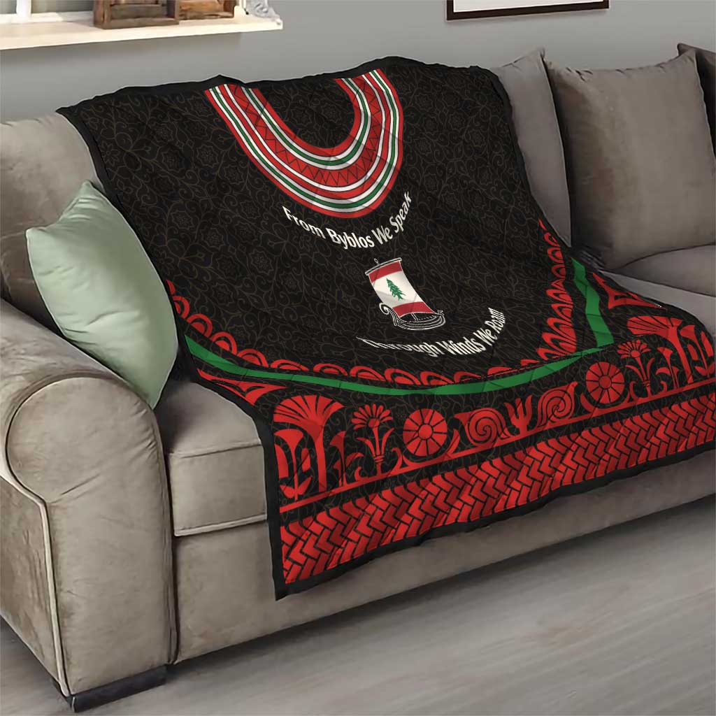 Lebanon Phoenician Ship Quilt with Byblos Heritage and Cedar Sail Design