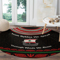Lebanon Phoenician Ship Round Carpet with Byblos Heritage and Cedar Sail Design