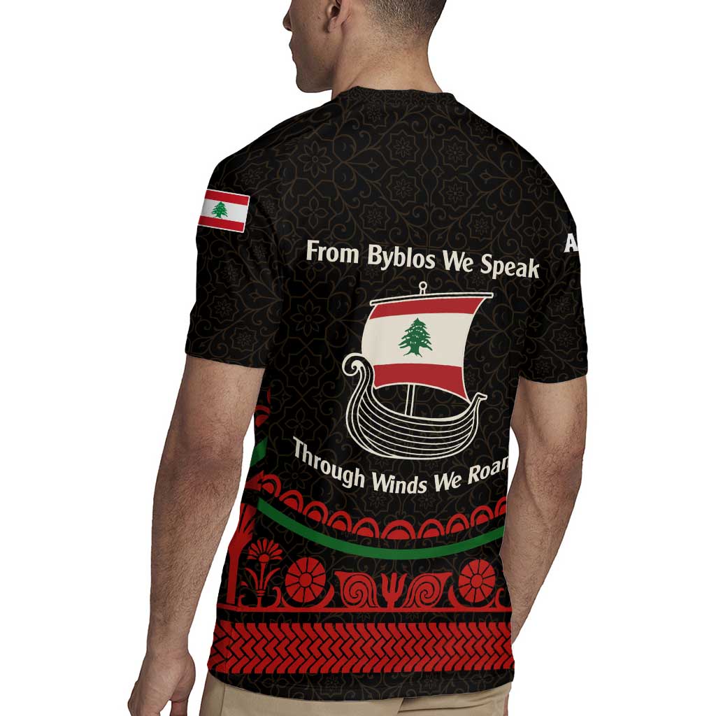 Lebanon Phoenician Ship Rugby Jersey with Byblos Heritage and Cedar Sail Design