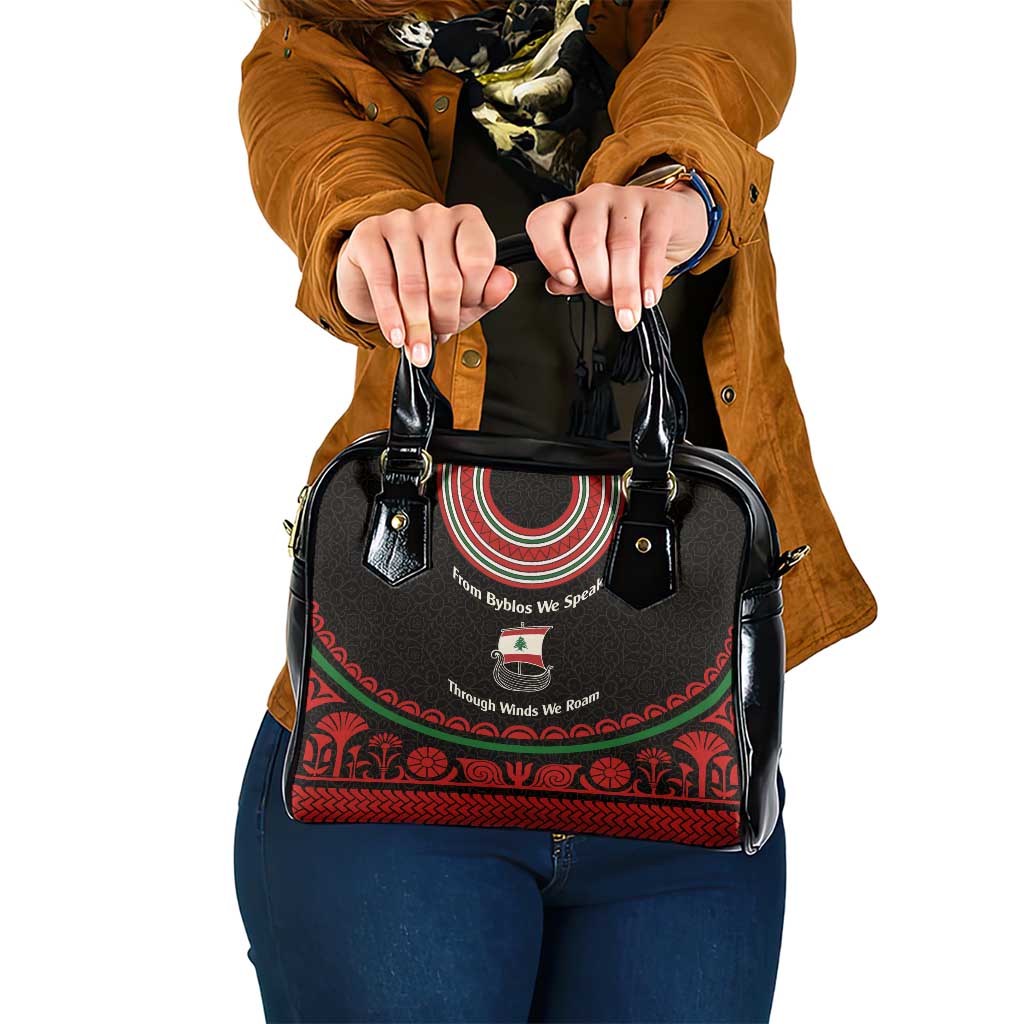 Lebanon Phoenician Ship Shoulder Handbag with Byblos Heritage and Cedar Sail Design