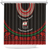 Lebanon Phoenician Ship Shower Curtain with Byblos Heritage and Cedar Sail Design