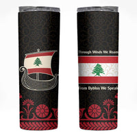 Lebanon Phoenician Ship Skinny Tumbler with Byblos Heritage and Cedar Sail Design