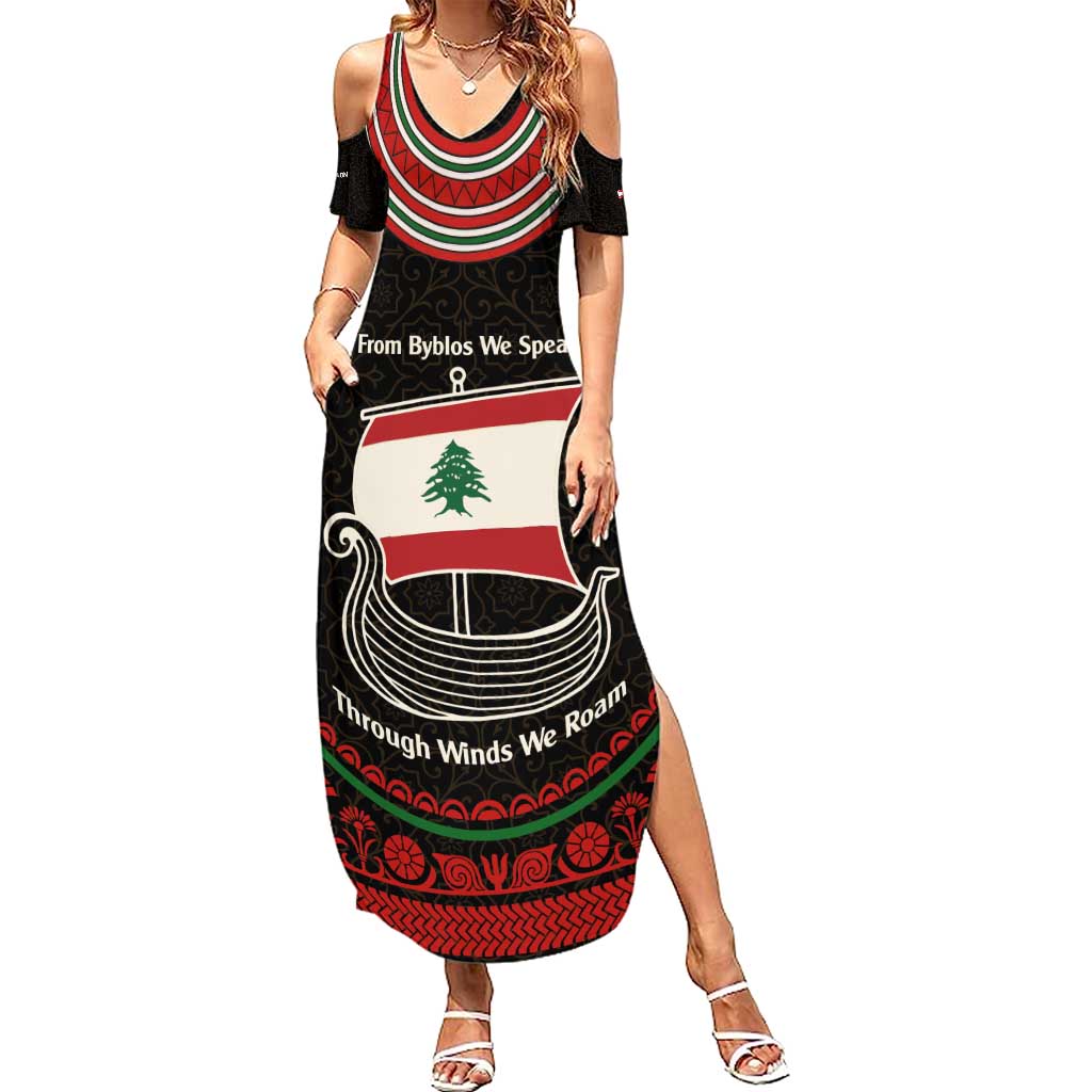 Lebanon Phoenician Ship Summer Maxi Dress with Byblos Heritage and Cedar Sail Design