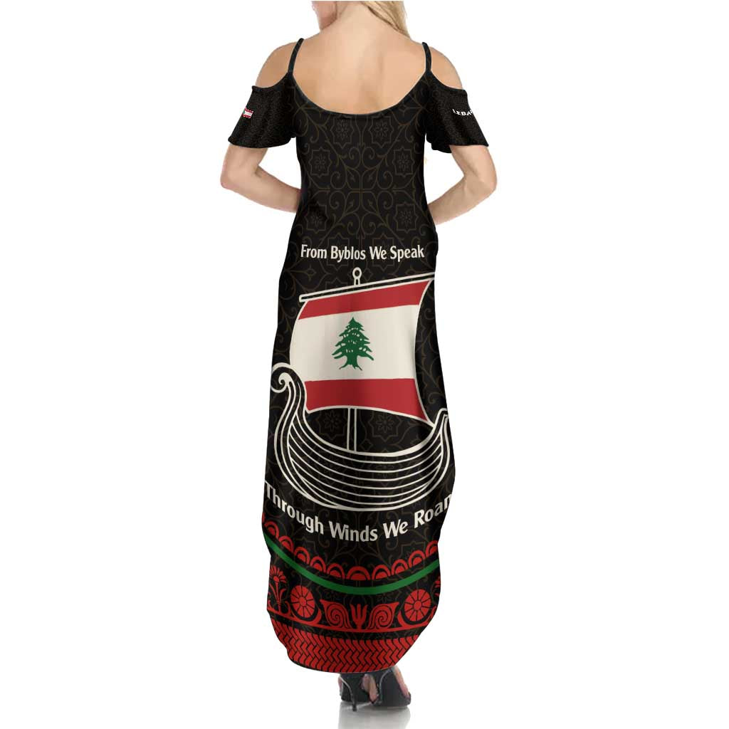 Lebanon Phoenician Ship Summer Maxi Dress with Byblos Heritage and Cedar Sail Design
