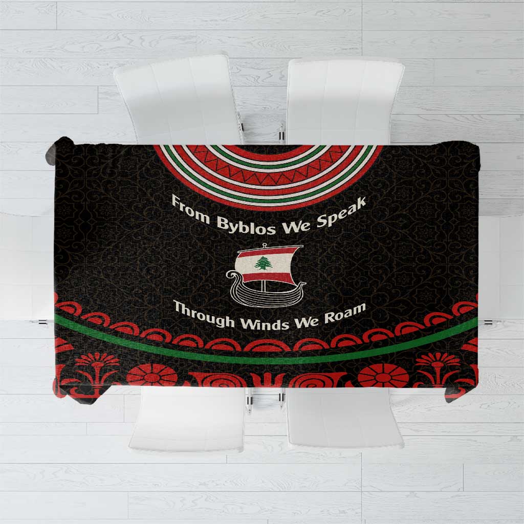 Lebanon Phoenician Ship Tablecloth with Byblos Heritage and Cedar Sail Design