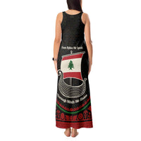 Lebanon Phoenician Ship Tank Maxi Dress with Byblos Heritage and Cedar Sail Design