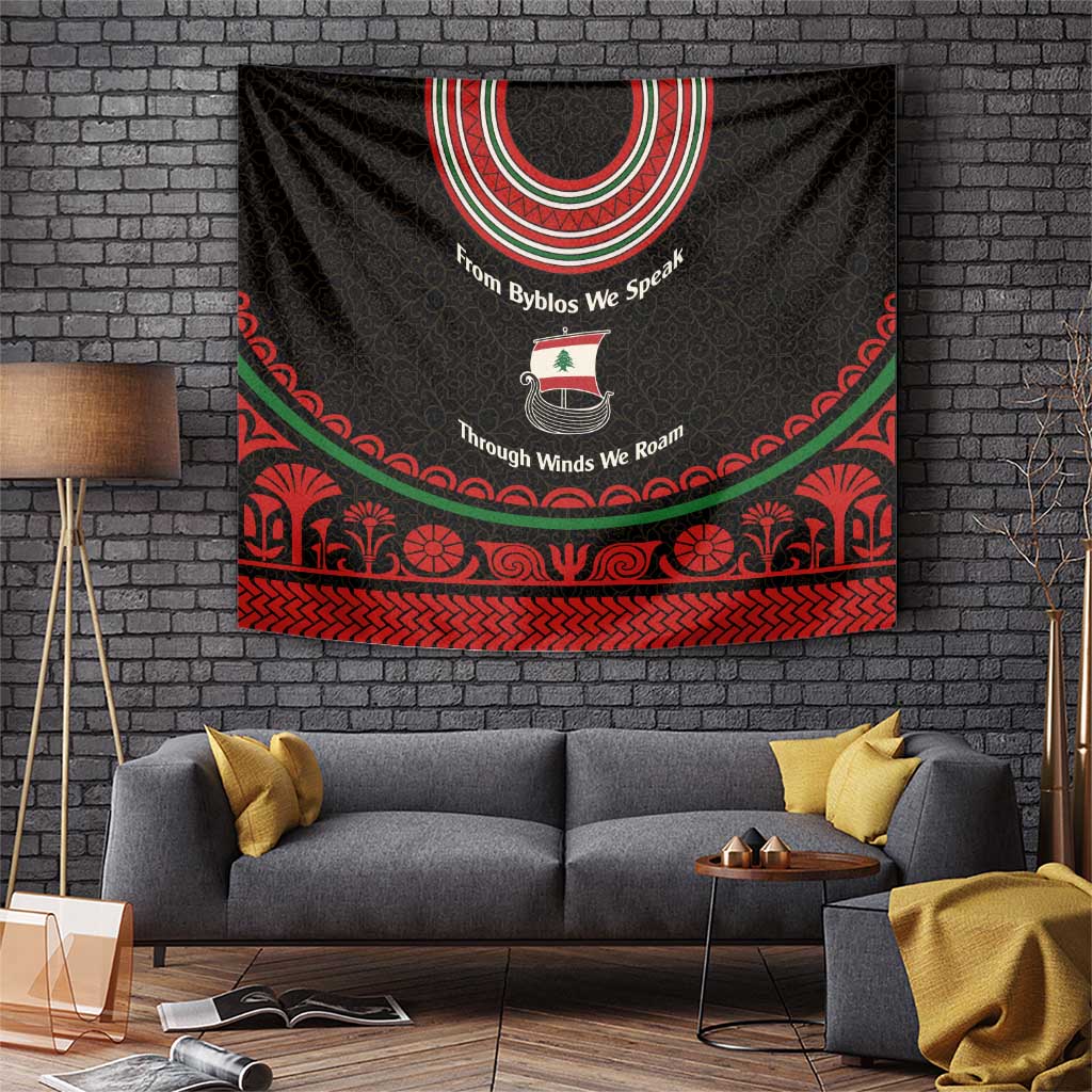 Lebanon Phoenician Ship Tapestry with Byblos Heritage and Cedar Sail Design