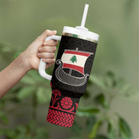 Lebanon Phoenician Ship Tumbler With Handle with Byblos Heritage and Cedar Sail Design