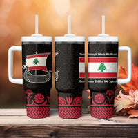 Lebanon Phoenician Ship Tumbler With Handle with Byblos Heritage and Cedar Sail Design