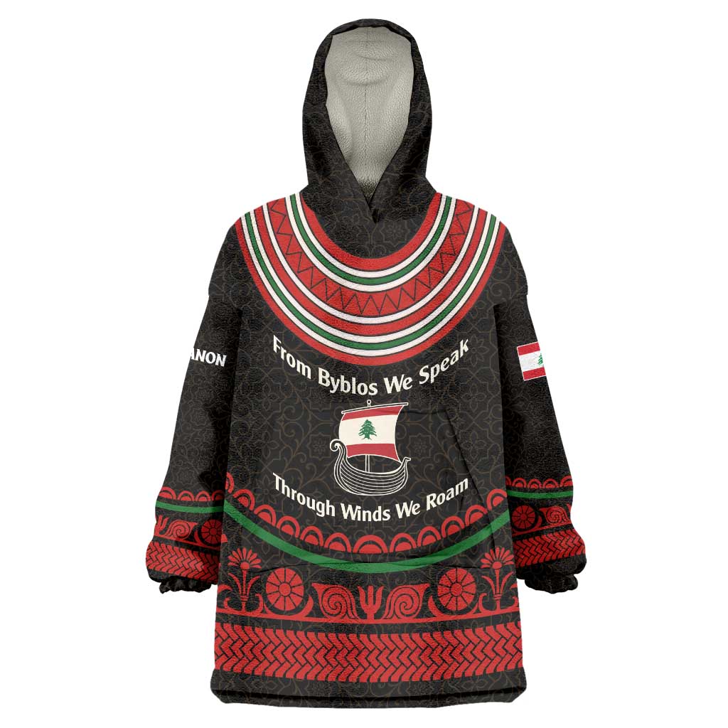 Lebanon Phoenician Ship Wearable Blanket Hoodie with Byblos Heritage and Cedar Sail Design