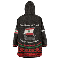 Lebanon Phoenician Ship Wearable Blanket Hoodie with Byblos Heritage and Cedar Sail Design