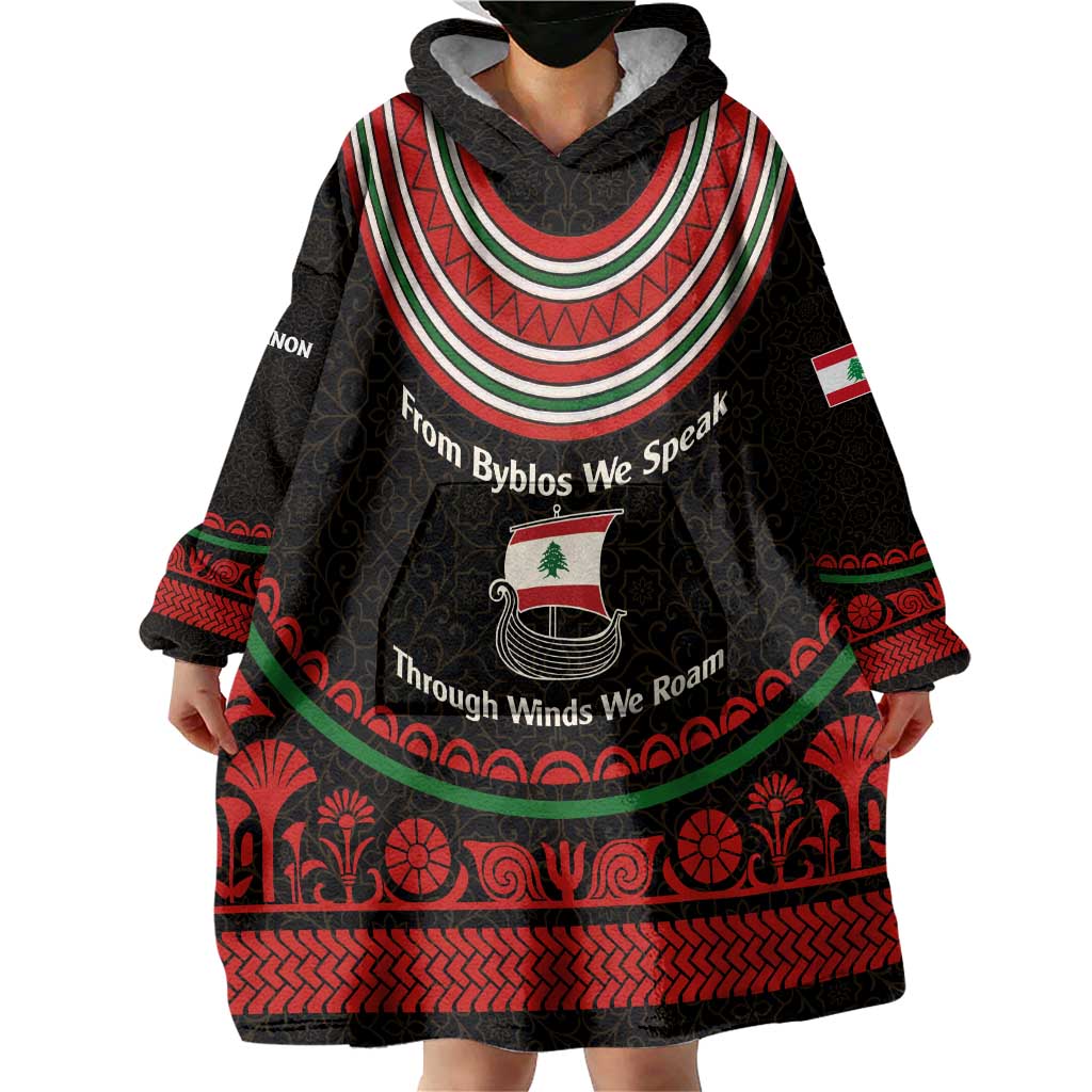 Lebanon Phoenician Ship Wearable Blanket Hoodie with Byblos Heritage and Cedar Sail Design