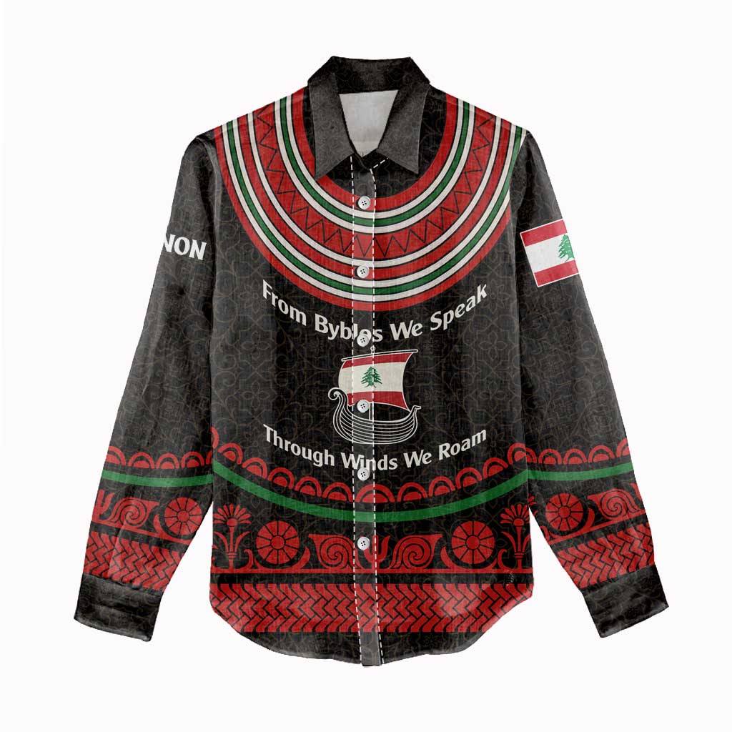 Lebanon Phoenician Ship Women Casual Shirt with Byblos Heritage and Cedar Sail Design