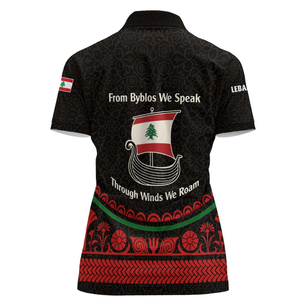 Lebanon Phoenician Ship Women Polo Shirt with Byblos Heritage and Cedar Sail Design