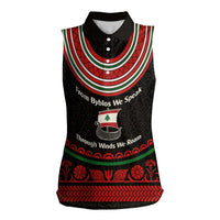 Lebanon Phoenician Ship Women Sleeveless Polo Shirt with Byblos Heritage and Cedar Sail Design