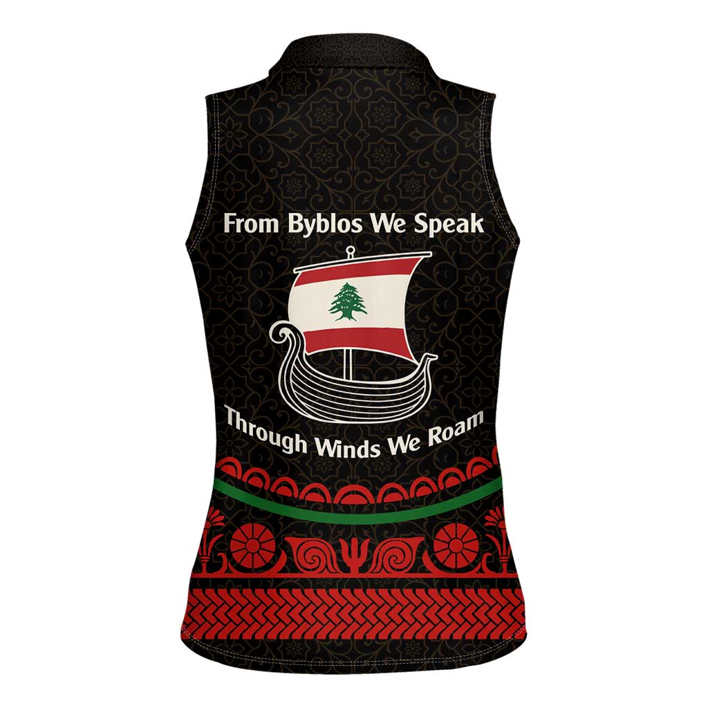 Lebanon Phoenician Ship Women Sleeveless Polo Shirt with Byblos Heritage and Cedar Sail Design