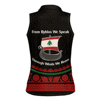 Lebanon Phoenician Ship Women Sleeveless Polo Shirt with Byblos Heritage and Cedar Sail Design