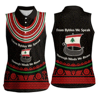 Lebanon Phoenician Ship Women Sleeveless Polo Shirt with Byblos Heritage and Cedar Sail Design