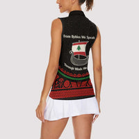 Lebanon Phoenician Ship Women Sleeveless Polo Shirt with Byblos Heritage and Cedar Sail Design