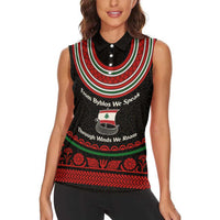 Lebanon Phoenician Ship Women Sleeveless Polo Shirt with Byblos Heritage and Cedar Sail Design