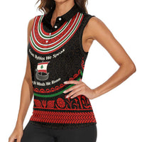 Lebanon Phoenician Ship Women Sleeveless Polo Shirt with Byblos Heritage and Cedar Sail Design