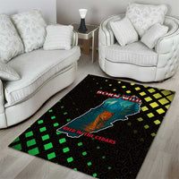 Lebanon Wild Cedar Forest Area Rug with Leopard and National Map Design