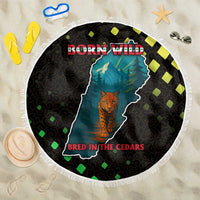 Lebanon Wild Cedar Forest Beach Blanket with Leopard and National Map Design