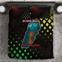 Lebanon Wild Cedar Forest Bedding Set with Leopard and National Map Design