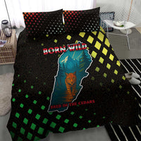 Lebanon Wild Cedar Forest Bedding Set with Leopard and National Map Design