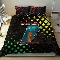 Lebanon Wild Cedar Forest Bedding Set with Leopard and National Map Design
